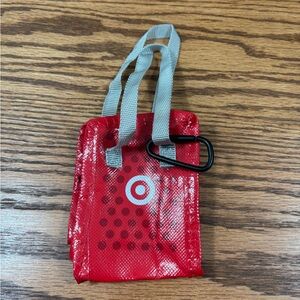 TARGET Mini Red Tote Bag with Gray Handles and Zipper